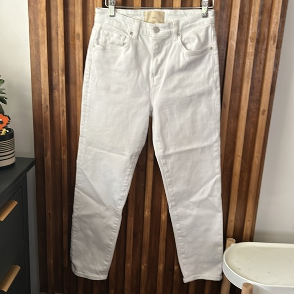 Anthropologie X CQY Straight Leg High Rise Jeans in White. Size 28X26 - Picture 3 of 16